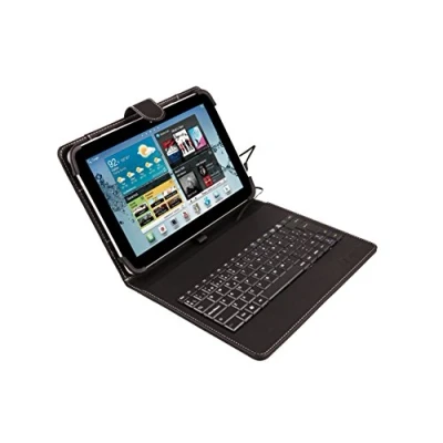 Obrázek Silver HT Universaltasche mit QWERTY Tastatur auf Spanisch für 9 bis 11 Zoll Tablets, Micro USB/Typ C Kabel