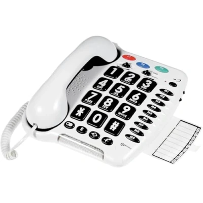 Obrázek Geemarc CL100 telefon s velkými tlačítky se zesílenou hlasitostí příjmu, hlasitým vyzváněcím tónem a paměťovými pro seniory nízká až střední ztráta sluchu verze DE