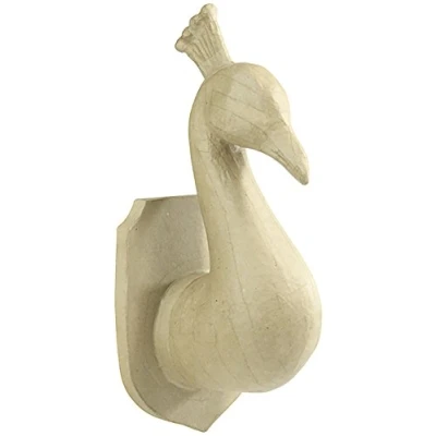 Obrázek Décopatch SA188C Trophäe Pfau (aus Pappmaché zum Verzieren und Personalisieren, 26,5 cm, ideal für Ihre Hausdeko) 1 Stück kartonbraun