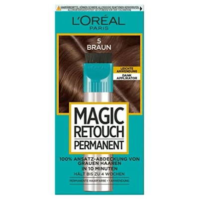 Obrázek L&#039;Oréal Paris Kryt pro zakrytí šedých vlasů, dlouhotrvající vlasový korektor, Magic Retouch Permanent, č. 5 hnědý, 1 kus