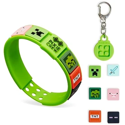 Obrázek Minecraft Náramek přívěsek na klíče děti dětský sada dárky pro hráče, Silikon
