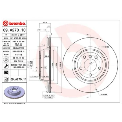 Obrázek Brembo 09.A270.11 COATED DISC LINE Bremsscheibe Paar