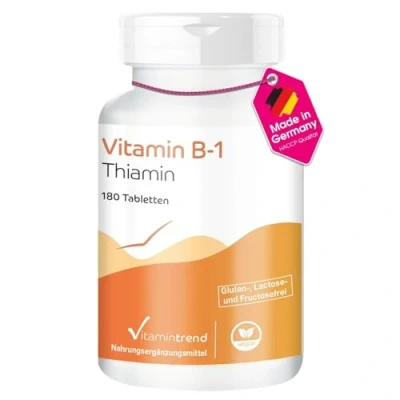 Obrázek Vitamín B1 (Thiamin) 100 mg 180 veganských tablet! Zásoba 6 ONATS! Vysoká dávka Vitamintrend®