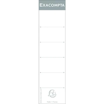 Obrázek Exacompta 537E balení 10 ks štítků na zadní straně pořadače. Etikety 48 x 185 mm pro zasunutí do pořadače bílé s popisovacími liniemi