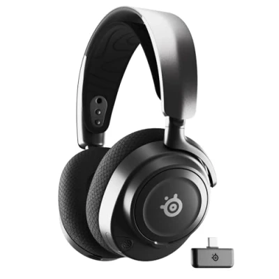 Obrázek SteelSeries Arctis Nova 7 Wireless Multiplatform Gaming Headset magnetické neodymové měniče 2,4 GHz + Bluetooth zvuk výdrž baterie 38 hodin přes USB C ClearCast Gen 2 KI Micro PC, PS5,