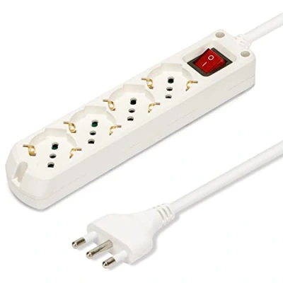 Obrázek Velamp MULTIT I S40 Steckdosenleiste mit beleuchtetem Schalter, 4 bivalente 16A Steckdosen, 1,5m Kabel, Bianco