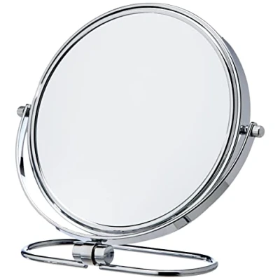 Obrázek HIMRY Faltbare Doppelseitig Kosmetik Spiegel 8 inch, 7x Vergrößerung, 360 drehbar. Kosmetikspiegel Tischspiegel, 2 Spiegel: normal und 7 Fach verchromten, KXD3125