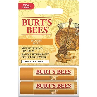Obrázek Burt&#039;s Bees 100% přírodní, hydratační balzám na rty, med s včelím voskem ve výhodném balení po 2 kusech, tuby v blistrovém obalu, 8,5 g