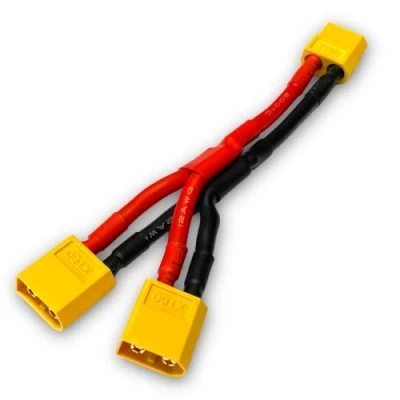 Obrázek Originální Premium XT60 zlatá zástrčka adaptér Lipo akumulátor Paralelní Y kabel Splitter zdířka na 2 konektory Male Female adaptéru 10 cm 12 AWG 60A modelářství