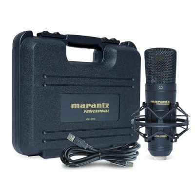 Obrázek Marantz Professional MPM 2000U Velký diafragmový kondenzátorový mikrofon USB ve studiové kvalitě pro nahrávání, podcast, škubnutí, YouTube, vokály, akustické nástroje včetně nárazníku, kabel USB, pouzdro na přenášení