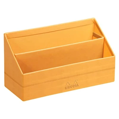 Obrázek Rhodia Přihrádka na písemnosti 118840 C (s 2 přihrádkami, z italské umělé kůže, 20 x 10 14 cm, ideální pro váš stůl), oranžová