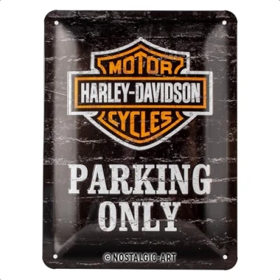 Obrázek Nostalgic Art Retro plechový štít, 15 x 20 cm, Harley Davidson Parking Only nápad na dárek pro cyklisty, z kovu, vintage design