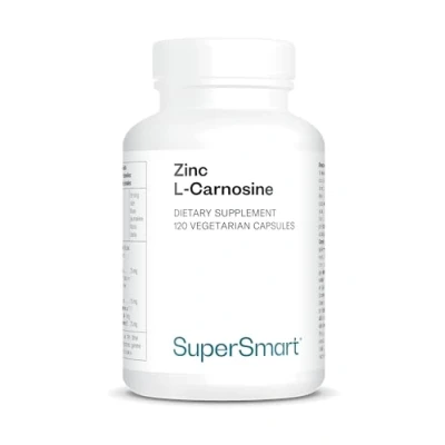 Obrázek Supersmart Zinc L Carnosine Nahrungsergänzungsmittel für die Darmgesundheit &amp; Entzündungshemmung Hilft bei Refluxkrankheit Nicht GVO Glutenfrei 90 vegetarische Kapseln