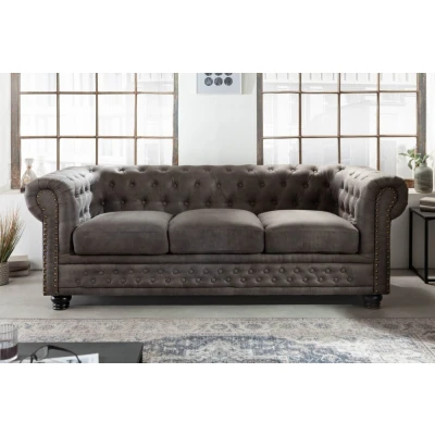 Obrázek Chesterfield pohovka 3 místná MIDAS Dekorhome Šedá