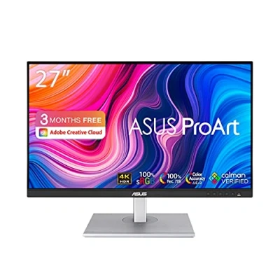 Obrázek ASUS ProArt PA279CV 27 palců 4K UHD profesionální monitor 16:9 IPS, 3840x2160 ergonomický, Pivot, Calman, vysoká věrnost barev, HDR 10 DisplayPort, HDMI, 65W USB C, hub, černý