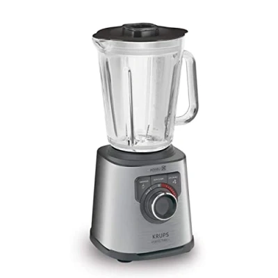 Obrázek Krups KB403D Perfectmix + vysoce výkonný stojanový mixér 1200 W 28 000 ot./min 2l skleněná nádoba 3 přednastavené programy technologie Powelix ušlechtilá ocel/tmavě šedá