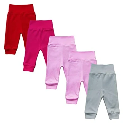 Obrázek MEA Baby Unisex Dětské kalhoty ze 100% bavlny v balení po 5 kusech / pumphose. pro chlapce dívky, na zavazování, Dívka