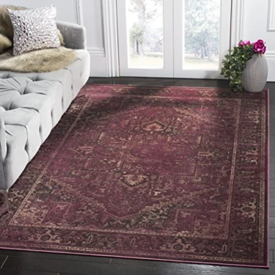 Obrázek SAFAVIEH Tradiční koberec do obývacího pokoje, jídelny, ložnice Vintage Collection, krátký vlas, malina, 160 x 229 cm