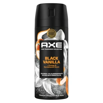 Obrázek Axe Fine Fragrance Collection Premium tělový sprej Black Vanilla Deo bez hliníku pro 72 hodin svěžesti 150 ml