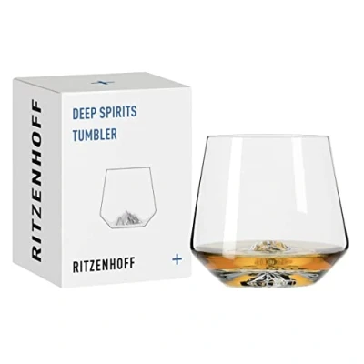 Obrázek RITZENHOFF 3841001 Tumbler sklenice 400 ml Série Deep Spirits č. 1 hora s reliéfem na křišťálové podlaze Made in Germany