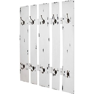 Obrázek HAKU Möbel Nástěnný věšák bílý, MDF, kov rozměry: Š 65 cm x V 100 H 9 cm, styl: Industrial