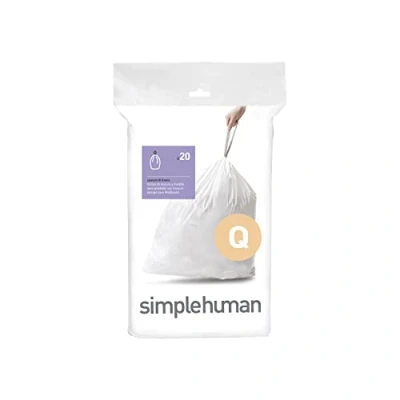 Obrázek simplehuman CW0176 Code Q přesný odpadkový sáček, 50 60 litrů, balení po 20, bílý plast