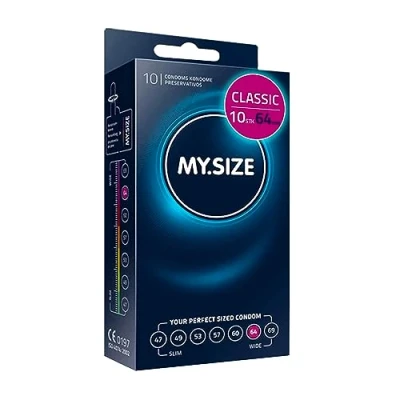 Obrázek MY.SIZE Klasické kondomy velikost 5 I šířka 60 mm 10 kusů standardní balení prémiové extra tenké velmi jemné 0,07 tloušťka stěny veganské pro muže