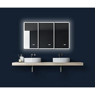Obrázek Talos Sun koupelnové zrcadlo s osvětlením LED 45 x 70 cm nástěnné rámem barvou světla neutrální bílá digitálními hodinami