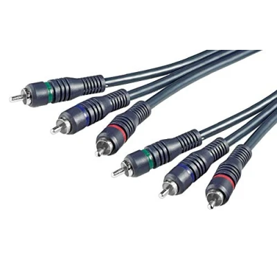 Obrázek PremiumCord Cinch kabel HQ, 3x RCA konektor na konektor, kvalita audio video propojovací kabel, Stereo, pro TV, mobilní telefony, MP3, HiFi, barva černá, 5 m, kjackcmm3hq