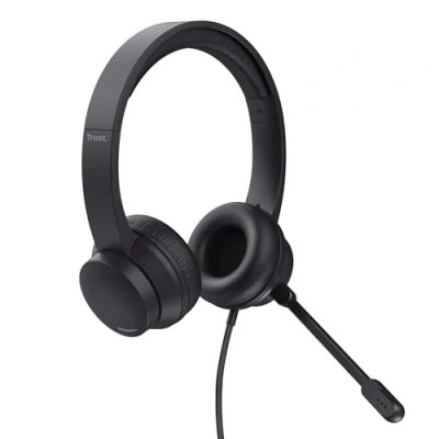 Obrázek Trust Ayda PC headset s mikrofonem On Ear 3,5 mm, lehký design, nastavitelná hlavová čelenka, sluchátka kabelem 1,80 m, pro kancelářské programy, chat, Skype, týmy, videokonference, Zoom