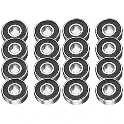 Obrázek 16x 608RS schwarze Skate und Skateboard Radlager aus Metall ABEC 9 bewertet ideal für Geschwindigkeit Skateboards, Inline, Rollschuhe, Roller, Longboard Räder