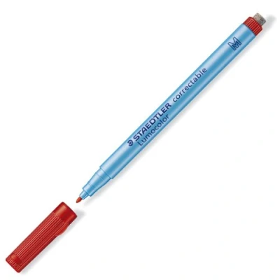 Obrázek STAEDTLER 305 M 2 LUMOCOLOR SPRÁVNÉ FÓLÁNÍ Tužka LACE, cca 1,0 mm, 10 ks v kartonetui, červená