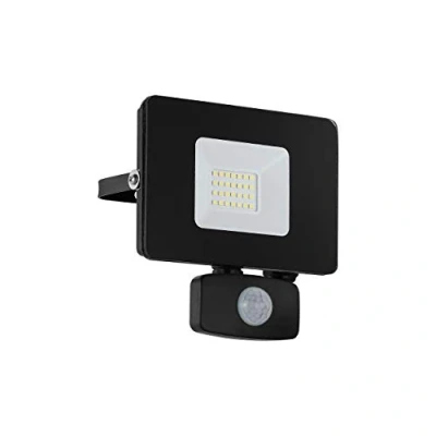 Obrázek EGLO LED Außen Strahler Faedo 3, 1 flammige Außenleuchte inkl. Bewegungsmelder, Sensor Wandstrahler aus Alu, Farbe: Schwarz, Glas: klar, 20 Watt, IP44