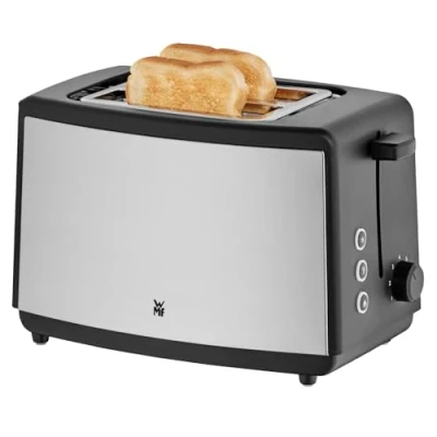 Obrázek WMF Topinkovač Bueno Edition, 2 plátky ušlechtilé oceli, dvojitý toustovač s nástavcem na pečivo, plátky, 7 stupňů opečení, 800 W, matná ušlechtilá ocel