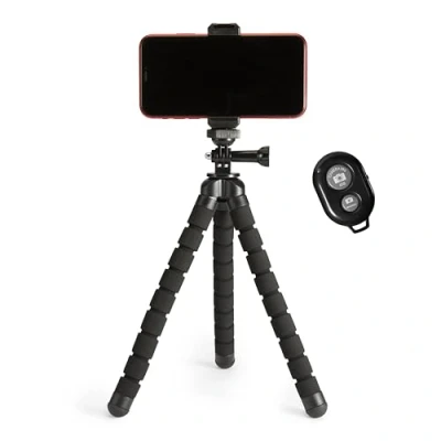 Obrázek Amazon Basics Stativ, tragbar und flexibel, mit kabelloser Fernbedienung Smartphone Halterung, 25,4 cm lang, Schwarz