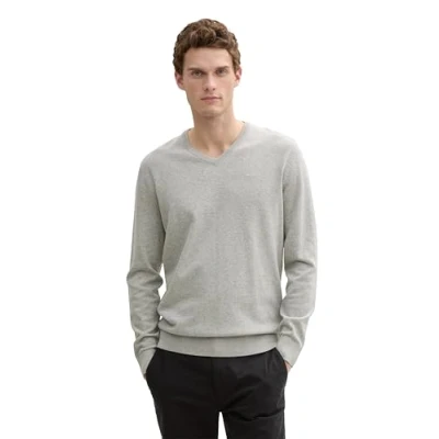 Obrázek TOM Tailor Basic V NECK Svetr, Muži, Velikost: Small, Light soft grey melange