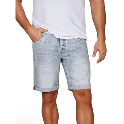 Obrázek riverso Džínové šortky pánské strečové krátké Regular Fit RIVTom kalhoty bermudy letní Denim jednobarevné černé šedé modré 30 31 32 33 34 36 38 40 42, Dark Blue (D242)