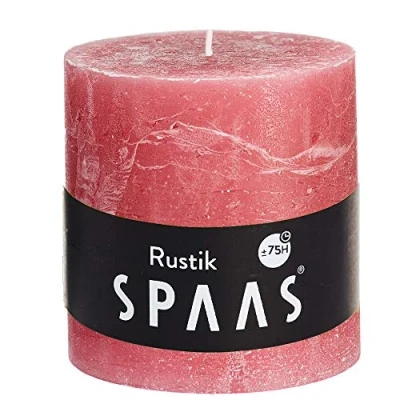 Obrázek Spaas Rustic Unscented Pillar Candle Hours Rose Blush Rustikale Stumpenkerze 100/100 mm, ± 75 Stunden, ohne Duft zartrose, Paraffinwachs, Zartrosa, D x H 100 689