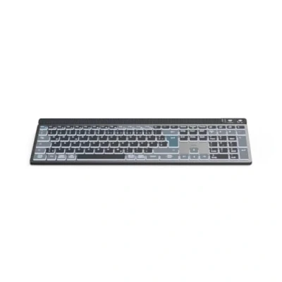Obrázek Hama Bezdrátová klávesnice (Multi Device s rádiem/Bluetooth pro PC, smartphone, tablet, osvětlený, stmívatelná, baterií, plný formát, tiché scissorové klávesy, multimediální tlačítka,