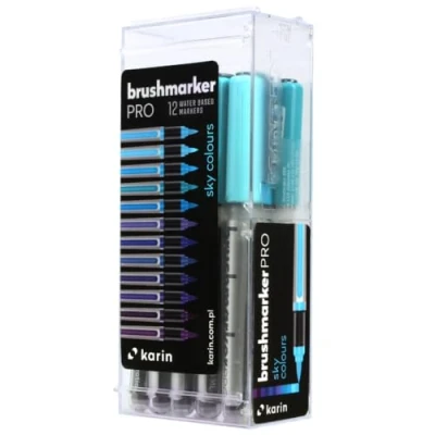 Obrázek KARIN Brushmarker PRO 12 sky colours set krycí a vodní barvy transparentní
