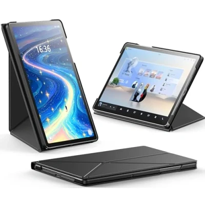 Obrázek INFILAND Book Hülle für Samsung Galaxy Tab A9+/ A9 Plus 11 Zoll 2023, Faltbarer Ständer mit Quer und Hochformat, Auto Schlaf/Aufwach Schutzhülle Tablet (Schwarz)