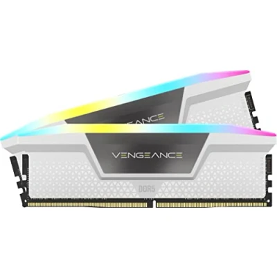 Obrázek Corsair VENGEANCE RGB DDR5 RAM 32GB (2x16GB) 5200MHz CL40 Intel XMP iCUE kompatibilní počítačová paměť bílá (CMH32GX5M2B5200C40W)