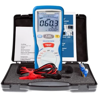 Obrázek PeakTech 2695, digitální izolační měřicí přístroj, 3 ½místné, instalační tester 125/250/500/1000 V, 4000 MΩ