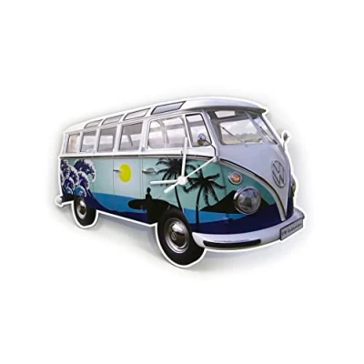 Obrázek BRISA VW Collection Volkswagen nástěnný dílna hodinový ukazatel času s ukazatelem v autobusovém designu T1 (Surf/modrá)