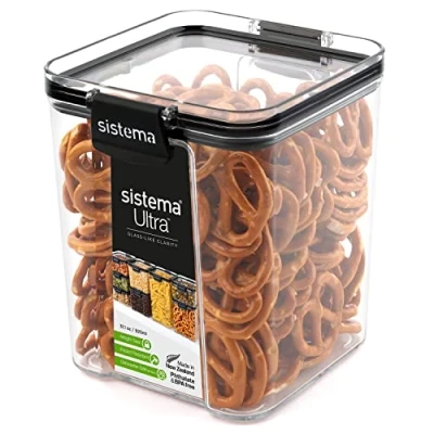 Obrázek Sistema Ultra Tritan luftdichtes Frischhaltedose 920 ml Vorratsdose mit Deckel stapelbar BPA frei, Transparent/ Schwarz