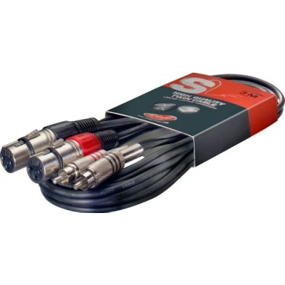 Obrázek Stagg STC3CMXF série S audio kabel Twinkabel 2x cinch samec XLR samice 3m