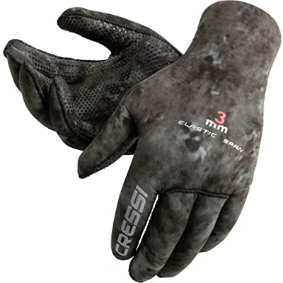 Obrázek Cressi Tracina Camou Brown nebo Scorfano Green Gloves potápěčské rukavice z měkkého 3mm neoprenu, vysoká elasticita, Camouflage pro dospělé, maskáčová maskáč, L, LX477503
