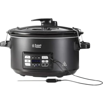 Obrázek Russell Hobbs Multivařič 3 v 1 [Slow Cooker, Sous Vide, pekáč + senzor teploty jádra] těžký keramický hrnec o objemu 6,5 l pro opt. rozložení (digitální displej/časovač, ukazatel teploty)
