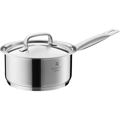 Obrázek WMF stylový kastrol Ø 16 cm cca 1,4 l Gourmet Plus Vnitřní stupnice Otvor na páru Made in Germany Duté rukojeti Kovová poklice Cromargan Ušlechtilá matovaná ocel vhodná pro indukci, do myčky