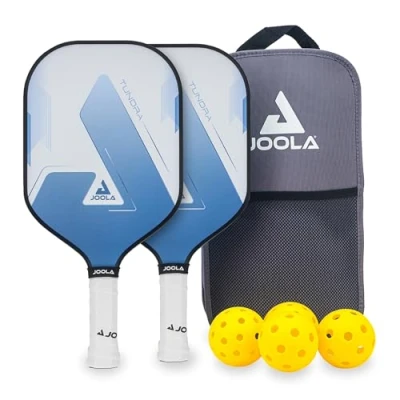 Obrázek JOOLA Sada pickleball Blue Lightning včetně 2 pálek, 4 míčků a tašky, ideální pro rekreační hráče, Tundra, 7dílná